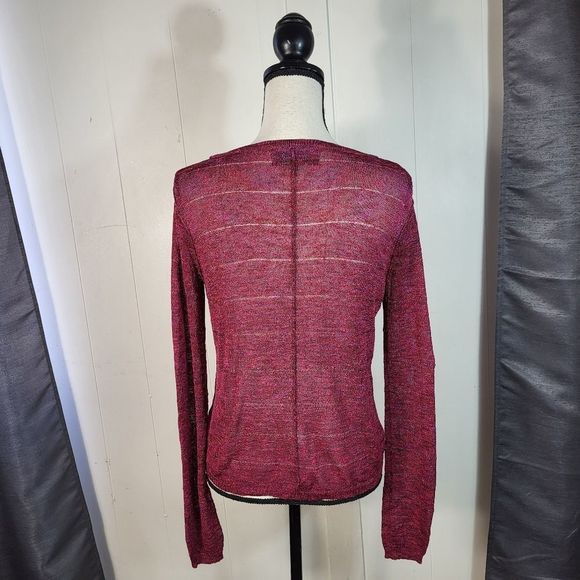 RAG AND BONE Raspberry Pink Linen Blend Knit Striped Sweater Size Extra Small - Picture 4 of 4